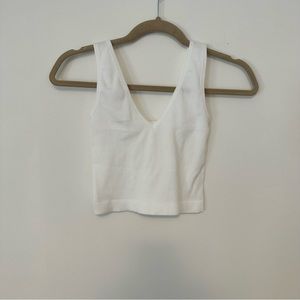 Pink Lily White V-neck Crop Top